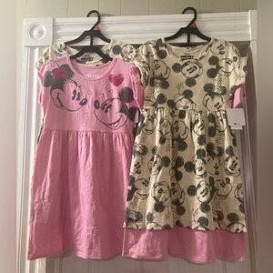 Disney Minnie and Mickey Girls Short Sleeve Dresses 2 pack Size Medium 7-8 NWT